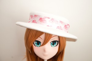 White with Pink Floral Ribbon